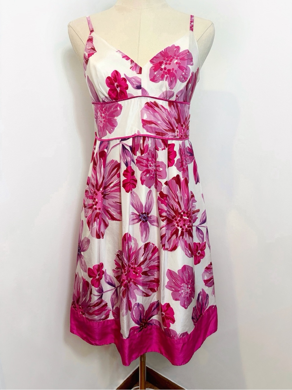 Guess Bright Pink Floral Silk Mini Dress
